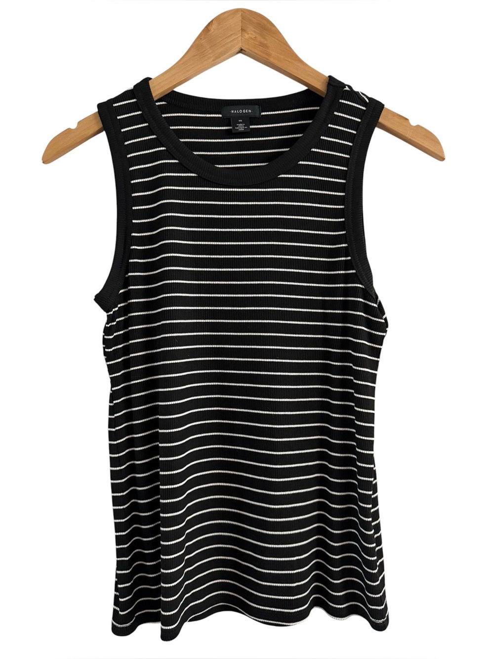 Halogen Black and White Striped Ribbed Top